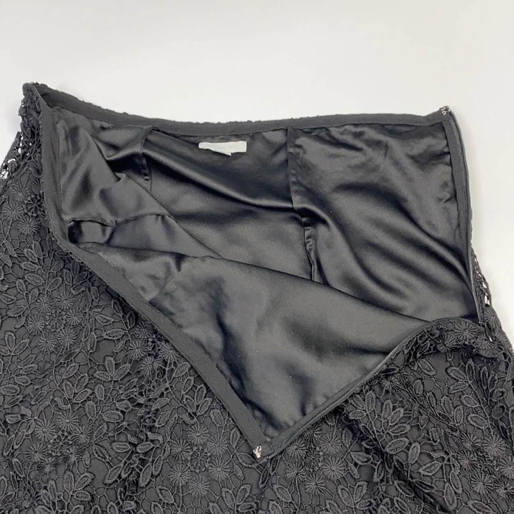 Garnet Hill Black Floral Overlay Skirt Size 16